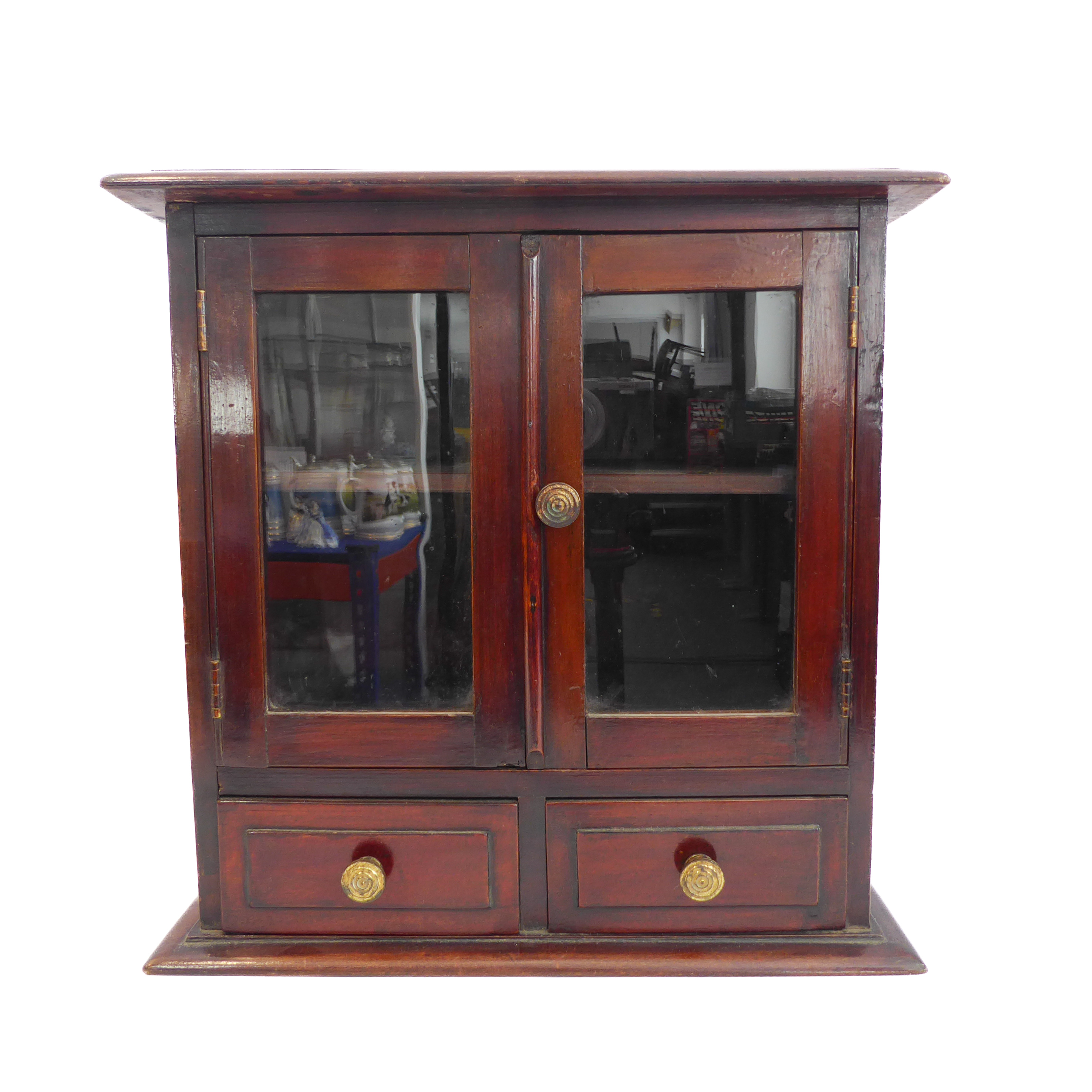 A late 19th/early 20th century mahogany table cabinet: the moulded top above two glazed doors - Image 2 of 7