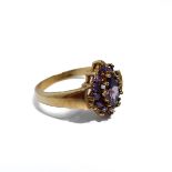 A 9-carat gold marquise shape stone set dress ring, ring size N