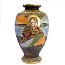 A large decorative early 20th century Japanese satsuma vase (32 cm high)