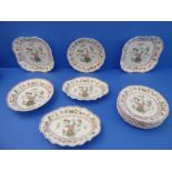 Early 20th century Royal Worcester dessert-style ceramics comprising: 2 x 25 cm square dishes; 7 x