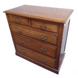 A late 19th century walnut chest of small proportions and very good colour: the moulded top above