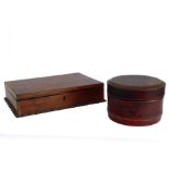 A George III period mahogany box with ebony-strung banded lid and wavy-style base (32cm wide).