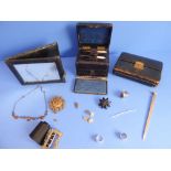 A selection of silver and other costume jewellery to include rings, cuff links, a jet brooch, Art