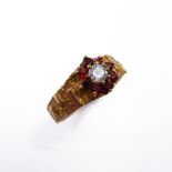 A 9-carat gold and ruby cluster ring, ring size M/N