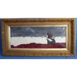 After WINSLOW HOMER (American 19th century), 'Two figures by the sea' - gilt framed oil on canvas (