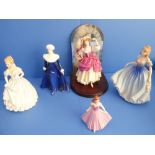 Seven Coalport and Dalton porcelain figures to include 'Be Mine', 'Melissa' (figure of the year