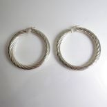 A pair of oversized hallmarked silver spiral-twist style earrings (7cm diameter)