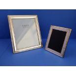 Two Carrs silver-plated easel picture frames with wooden backs (32 x 27cm and 22.5 x 7.5cm)