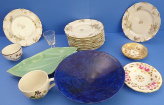 Eleven fine Limoges (France) early 20th century plates decorated with white roses and various