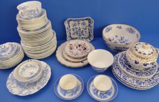 A large section of mostly 19th century blue-and-white ceramics