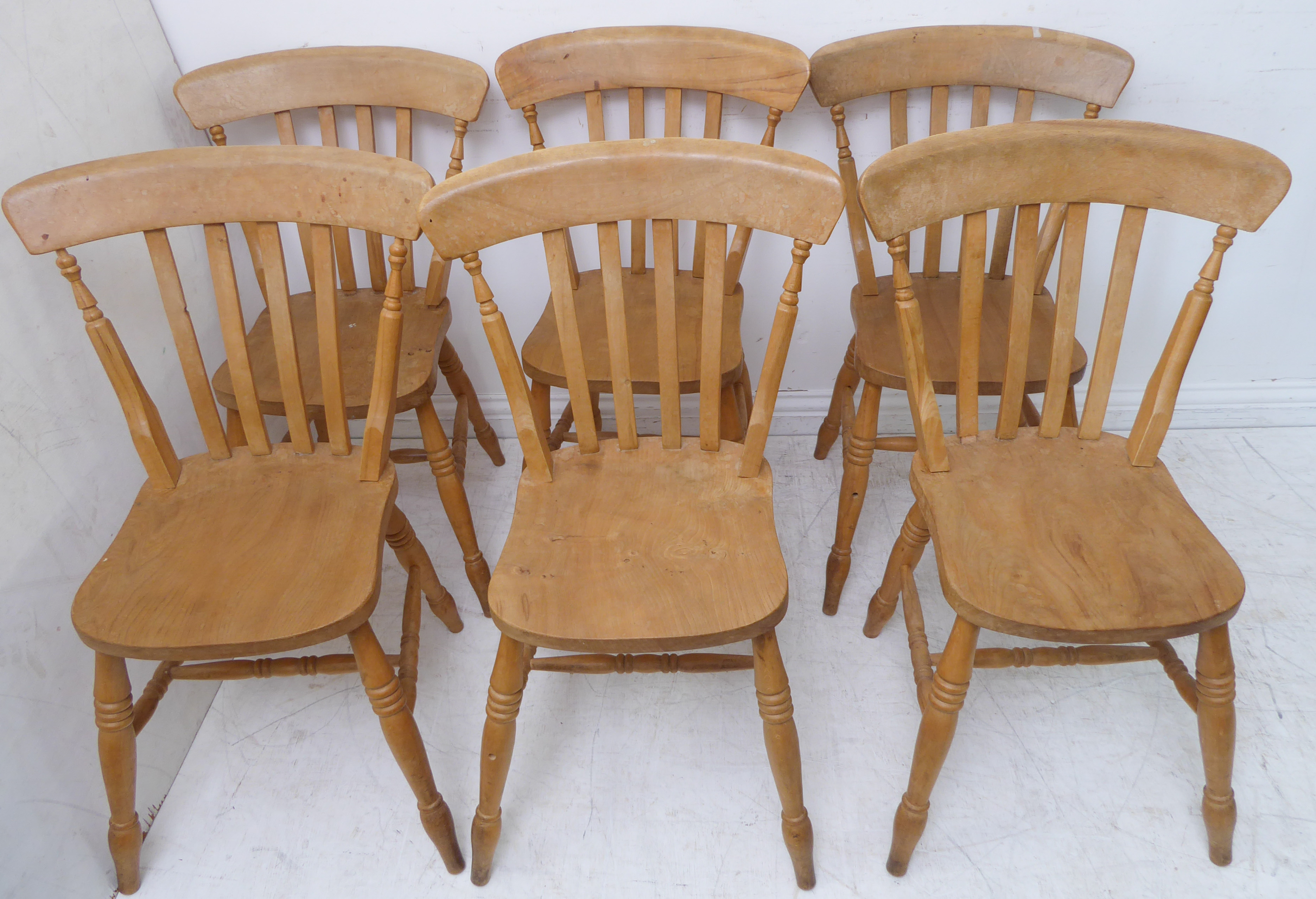 Six 19th century style (later) lathe-back chairs - Image 2 of 2