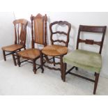 Four varying chairs comprising: an early 19th century Regency period mahogany example with tablet