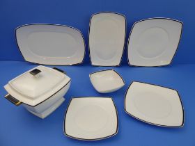 A J.L. Coquet (Limoges) Prélude 42-piece dinner service: Plates - 6 x 31 cm, 10  x 25 cm and 10 x 21