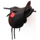 A 17" Albion dressage saddle with brown suede seat, with original label showing number 19/55/4-2,