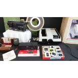 A mixed lot comprising: a Hannimex 1500 slide projector with 40" x 40" screen (both boxed) and