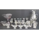A selection of interesting glassware to include 19th century penny-licks and an unusual clear