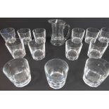 A set of 12 cut-glass tumblers (one with small chip to base), another matching, slightly wider