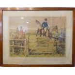 After JOHN LEECH - a 19th century  lithographic print, 'The Noble Science'. Glazed oak frame. (Image
