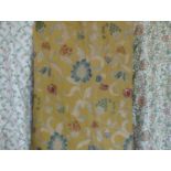 Three pairs of short curtains richly machine embroidered in a medieval-style floral design, pencil