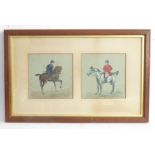 A framed and glazed Edwardian watercolour of a lady mounted side saddle on a bay hunter and a