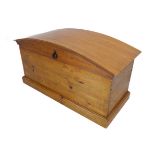 A dome-topped pine chest on plinth base (a matching smaller version to lot 412 (82cm wide x 27cm