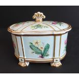 A 19th century continental porcelain jar-and-cover of oval form, hand-gilded and decorated with