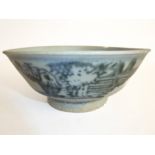 A Chinese porcelain blue and white bowl from the 1822 Tek Sing shipwreck cargo (small chip)