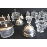 Assorted glassware comprising: A pair of Baccarat lidded sauce pots (14 cm high); 4 smaller matching