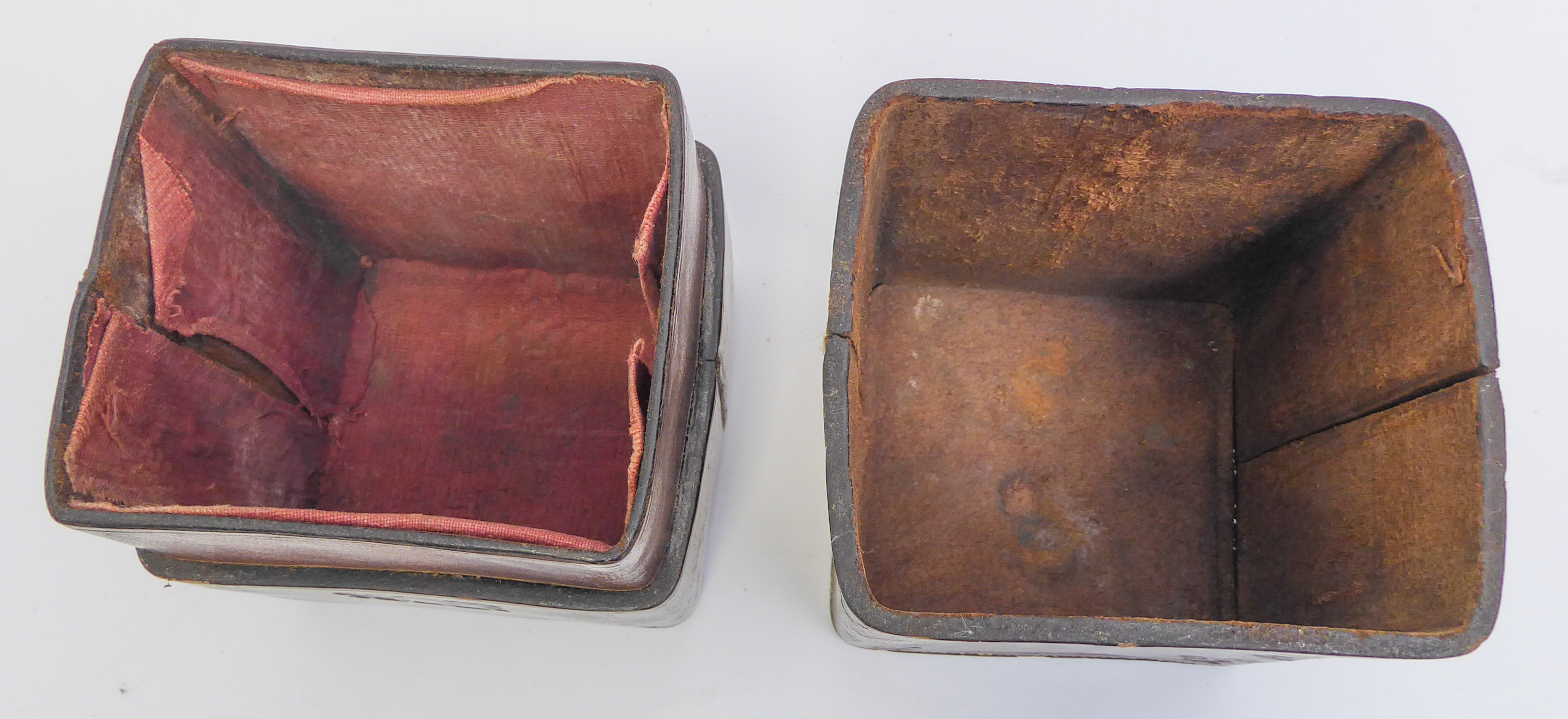A leather-cased cut-glass and silver plate hunting flask and a leather-cased sandwich box and - Image 7 of 8