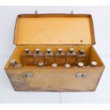 An early 20th century perfumer's sample case for restoration. Fitted with 13 leather bottle