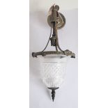 A 19th century bronze mounted and cut-glass pendant lantern in neoclassical style (48 cm)