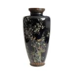 A Japanese cloisonné vase circa 1900; decorated with prunus trees, chrysanthemums and bamboo against