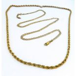 A 9-carat yellow gold rope twist chain necklace (length 53.5cm, 5.3g), together with a 9-carat