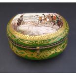 A fine 19th century gilt-metal-mounted Sèvres porcelain casket of flattened oval form. The cover