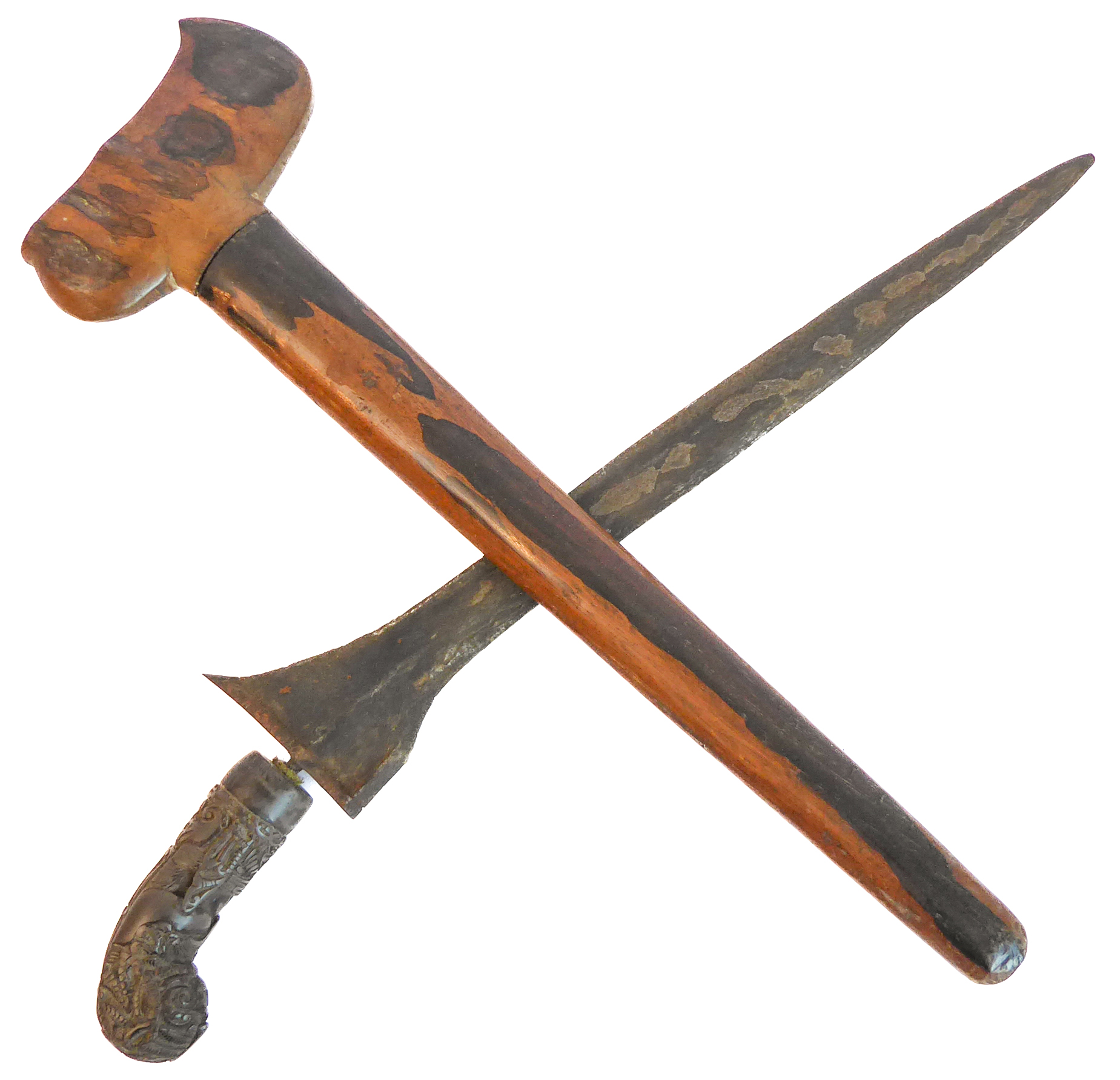 A Javanese/Sumatran Kris (probably early 20th century): oxidised 34cm blade, wooden scabbard and - Image 2 of 9