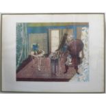 An artist's proof coloured etching, 'Room for Matisse'; signed and dated Frances Corner '80 in