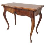 A mid-19th century mahogany serpentine-fronted foldover-top tea table in high mid-18th century Louis