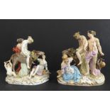 A very fine and similar pair of 19th century Meissen porcelain Bacchanalian figure groups: Silenus