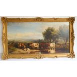HENRY BRITTAN WILLIS R.W.S. (British 1810-1884) - Cattle watering beneath willows, oil on canvas (