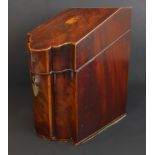 A good 18th century serpentine-fronted mahogany chequerstrung and rosewood crossbanded knife box