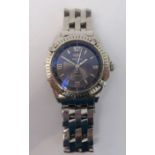 A gentleman's steel-cased Breitling 'Wings' wristwatch: blue dial signed 'Breitling 1884 Wings'