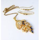 An 18-carat gold stone-set necklace and earrings