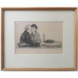 RICHARD BEER (1928-2017) - a limited edition (1 of 10) monochrome etching 'Pizzerie', signed in