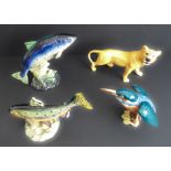 A Beswick group of four: Atlantic Salmon (1233), Trout (1246) (both with printed and impressed marks