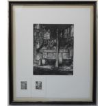 A limited edition (4 of 10) monochrome etching, 'Rue Custine'; signed and dated A P Corner '82, with