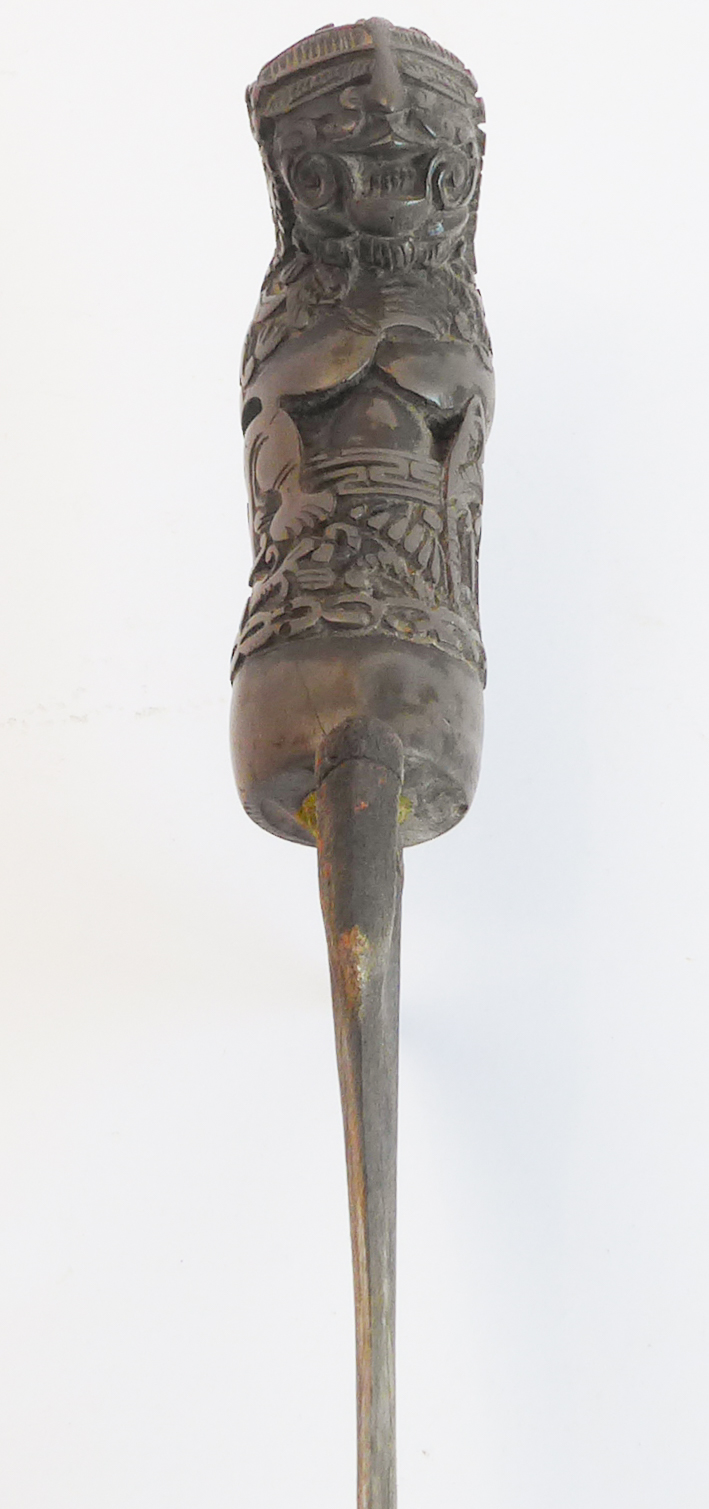 A Javanese/Sumatran Kris (probably early 20th century): oxidised 34cm blade, wooden scabbard and - Image 3 of 9