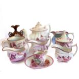 An interesting selection of ten mostly mid-19th century Sunderland lustreware to include: a