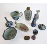 An interesting selection of ceramics and associated to include an 18th century English cup, an