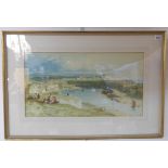 After JOHN SELL COTMAN - a vintage print of Dieppe harbour; signed and dated 1823, re-framed and