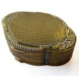 A small late 19th/early 20th century continental quatrefoil-shaped gilded box and hinged cover: very